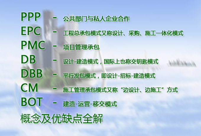 【最全】PPP、EPC、PMC、DB、DBB、CM、BOT概念及優(yōu)缺點全解